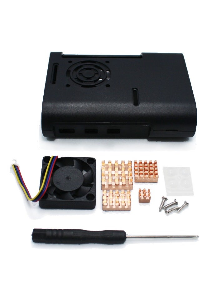 Generic - Raspberry Pi 5 Case with Copper Heatsink Cooling Fan Slim ABS Enclosure Box - Image 1