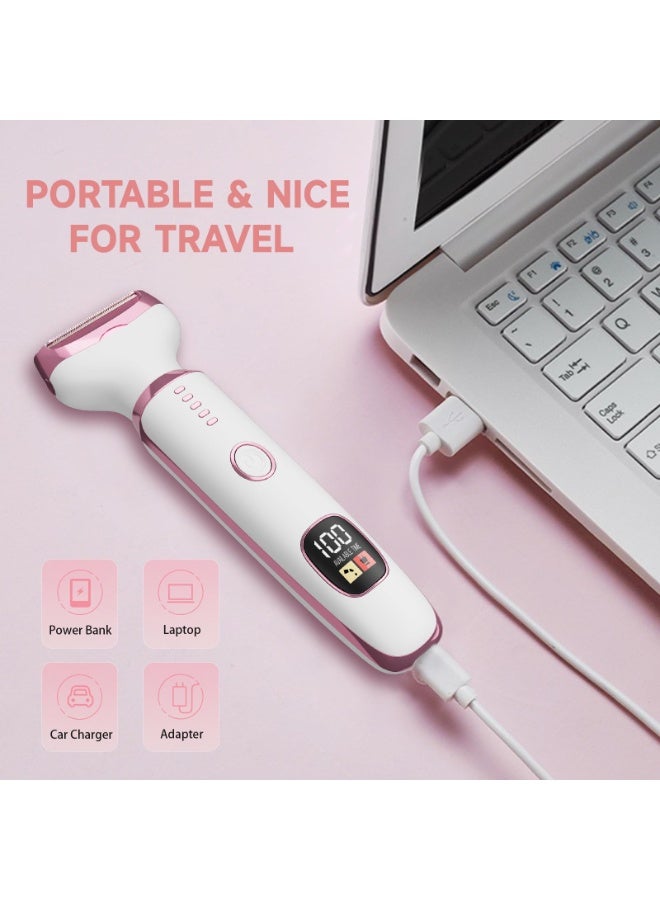 Electric Razor Shavers for Women 5 in 1 Electric Shaver for Women,Cordless Replaceable Facial Eyebrow Razors & Nose Hair Trimmer, Wet Dry Bikini Trimmer Pubic Hair Removal Gifts for Womens 3028A White - Image 4