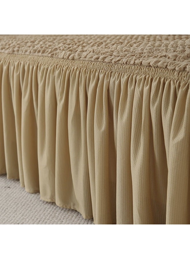 إسكدنيا 4-piece set of ultra stretch, wrinkle resistant, anti slip, flexible jacquard sofa cover, elastic sofa cover,Beige - Image 4