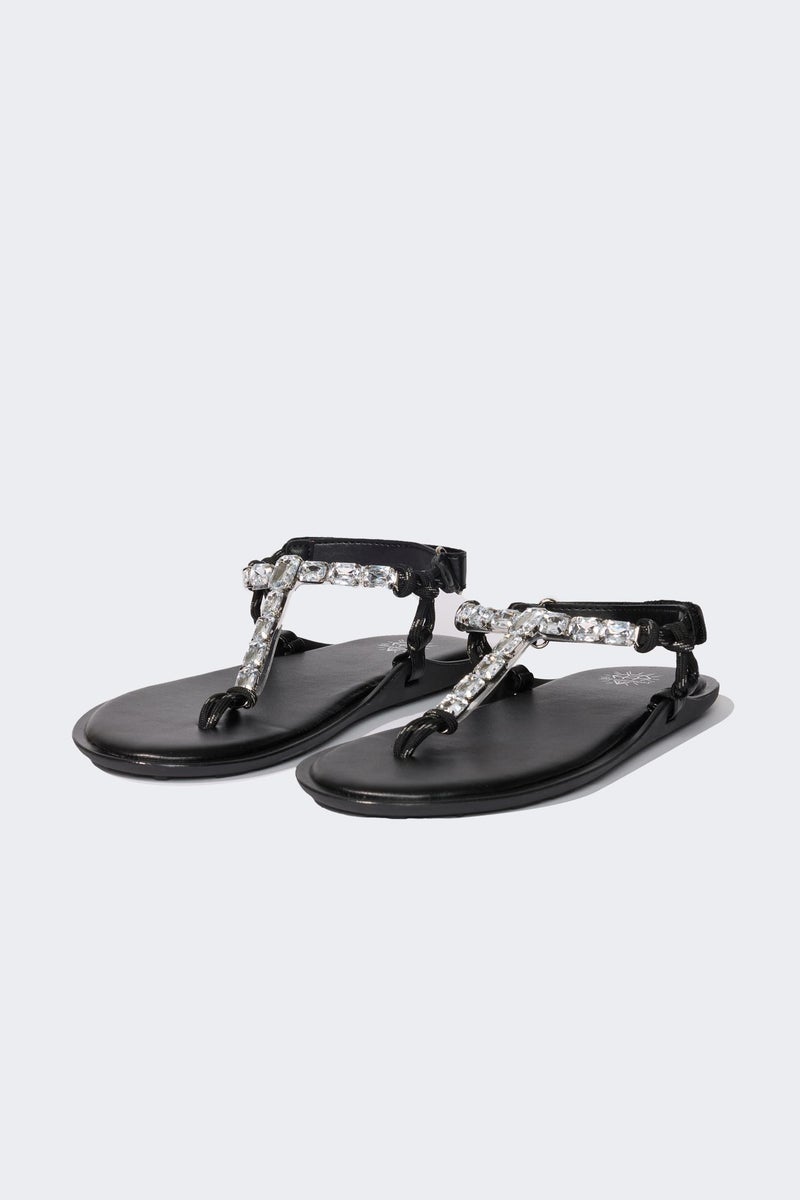 DeFacto Black Woman Woman Flat Sole Faux Leather Sandals Casual - Image 2