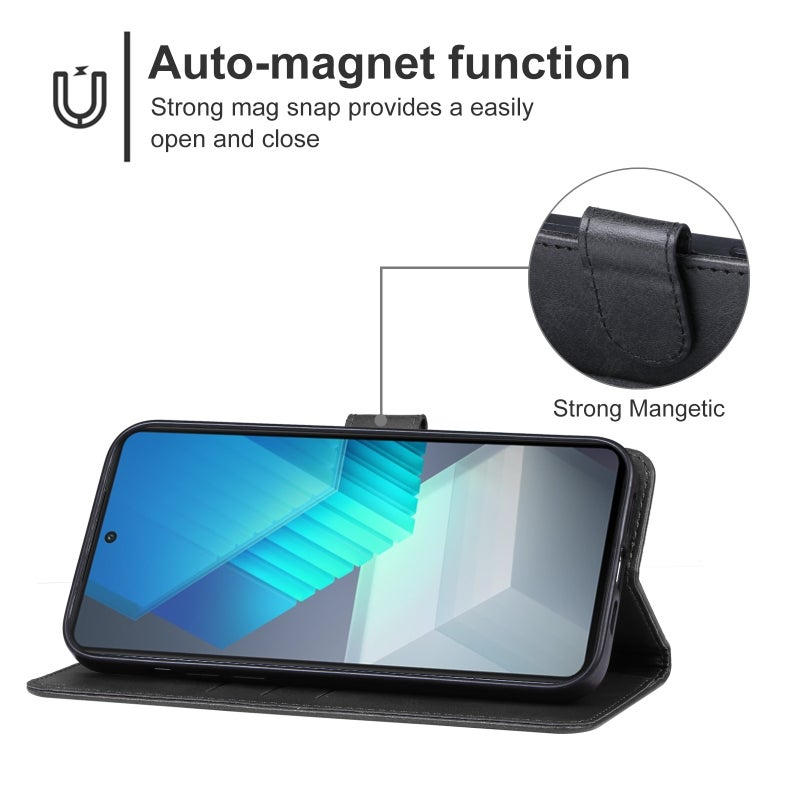 HuHa Case Cover For vivo iQOO Neo7 India Leather Phone Case(Black) - Image 4
