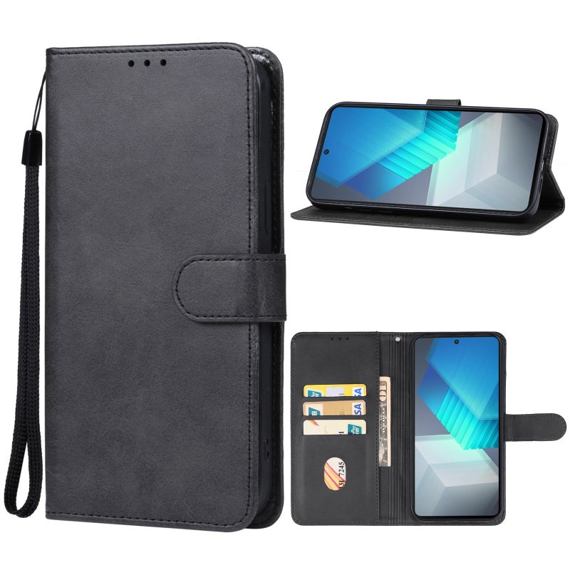 HuHa Case Cover For vivo iQOO Neo7 India Leather Phone Case(Black) - Image 1