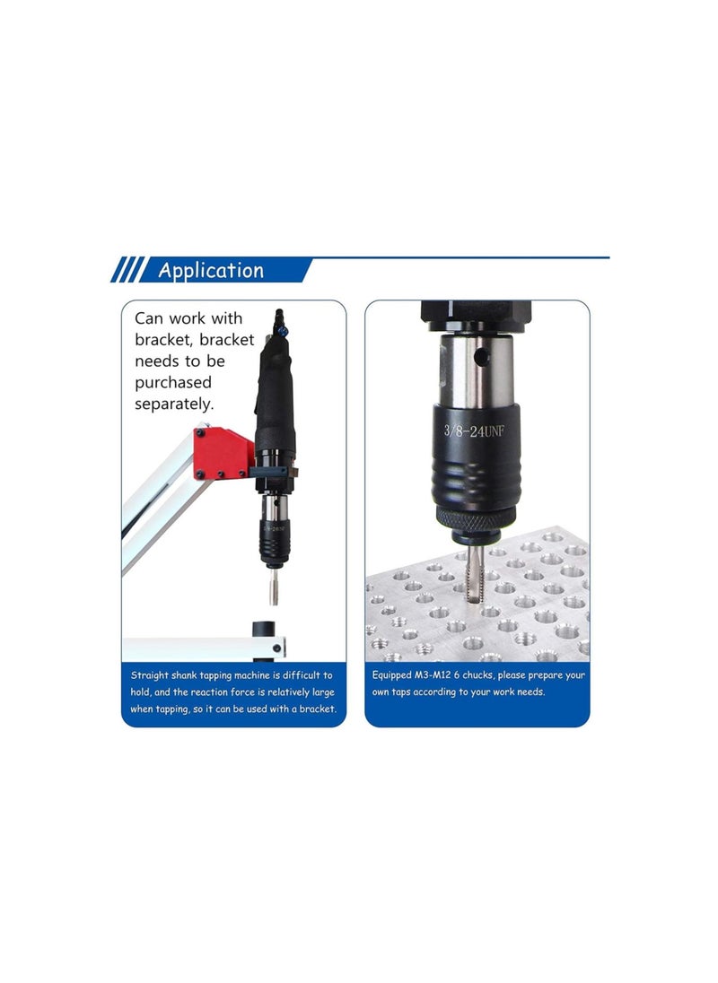 silvercnc - M3-M12 Pneumatic Tapping Machine Air Drill Tapper for Universal Flexible Arm Portable for Using Chuck Size: M3,M4,M5,(M6),M8,M10,M12 (400 rpm) - Image 1