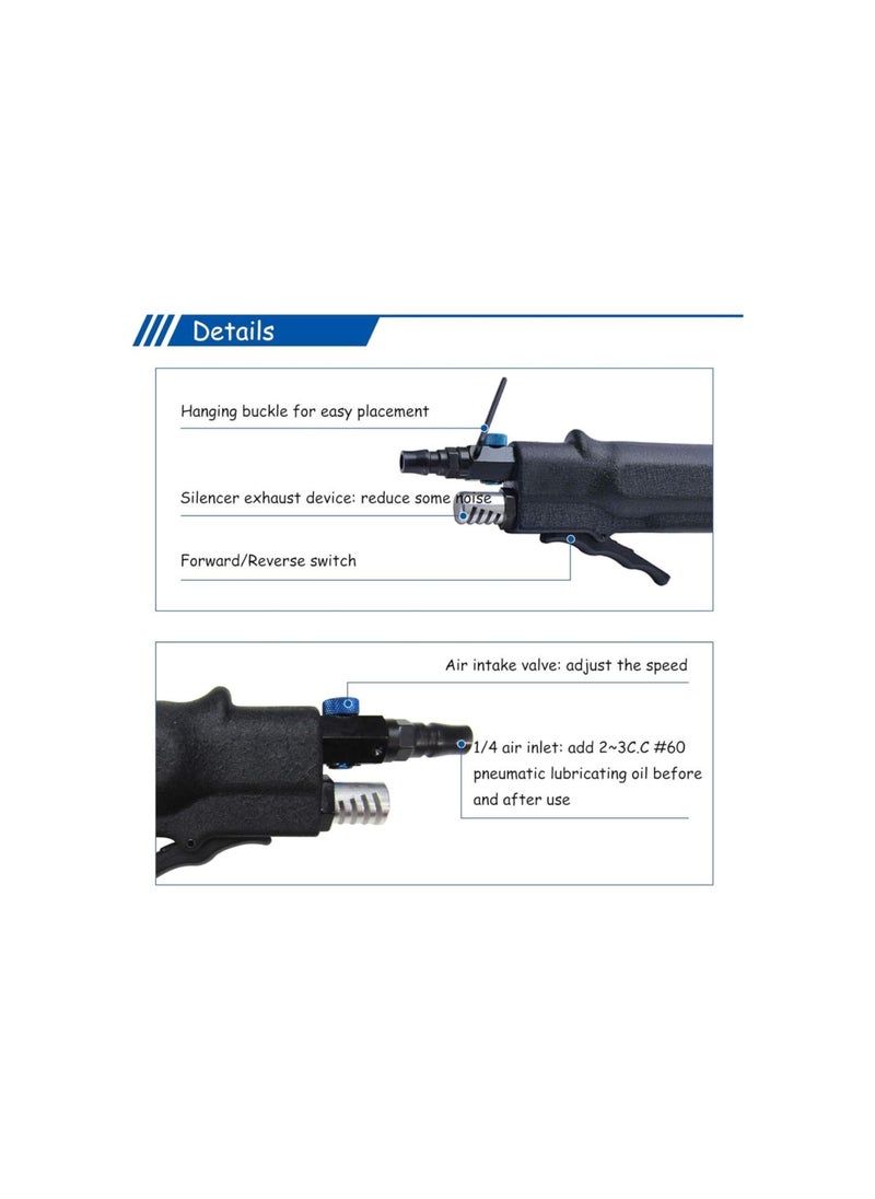 silvercnc - M3-M12 Pneumatic Tapping Machine Air Drill Tapper for Universal Flexible Arm Portable for Using Chuck Size: M3,M4,M5,(M6),M8,M10,M12 (400 rpm) - Image 1