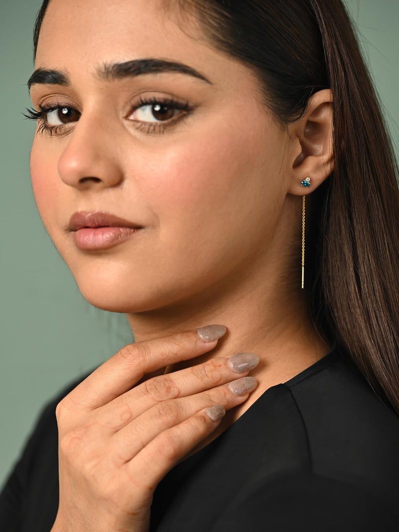 CLARA 925 Sterling Silver multi color Sui Dhaga Threader Earrings | Gold Plated Long Chain|Gift for Women and Girls - Image 3