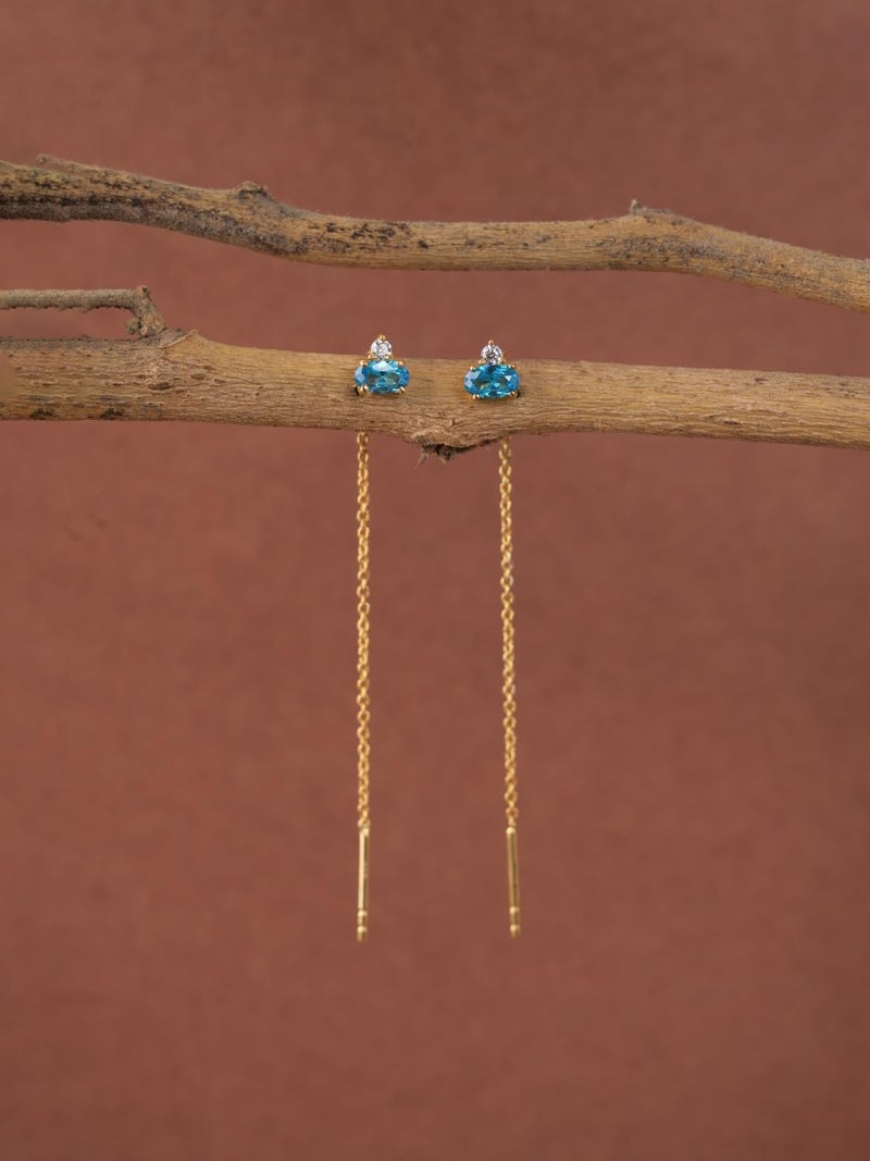 CLARA 925 Sterling Silver multi color Sui Dhaga Threader Earrings | Gold Plated Long Chain|Gift for Women and Girls - Image 2