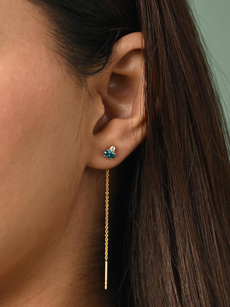 CLARA 925 Sterling Silver multi color Sui Dhaga Threader Earrings | Gold Plated Long Chain|Gift for Women and Girls - Image 4