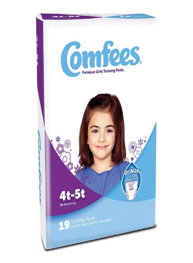 Comfees Girls Toddler Pull On Training Pants with Tear Away Seams Size 4T to 5T Disposable Moderate Absorbency, 19 Count