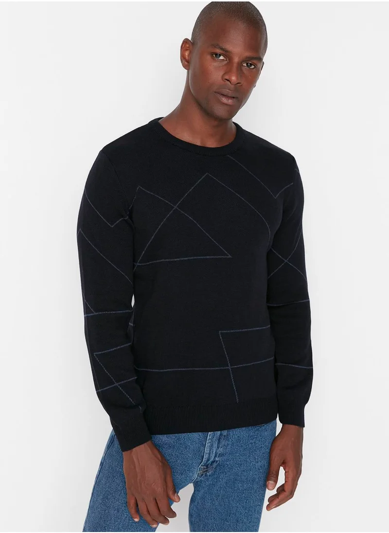 trendyol Stripe Pattern Crew Neck Sweater