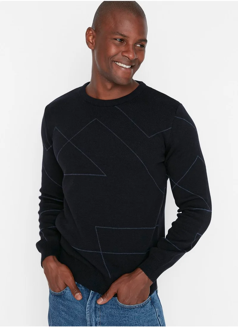 trendyol Stripe Pattern Crew Neck Sweater