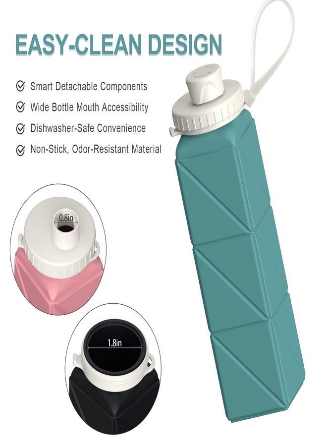 BEAUTAIL Collapsible Water Bottles, Silicone Foldable Portable Water Bottle 610ml, Lightweight Reusable Leakproof for Travel Camping Hiking Cycling Yoga Sports Outdoor, 3 Pack (Blue+Pink+Starlight) - Image 5