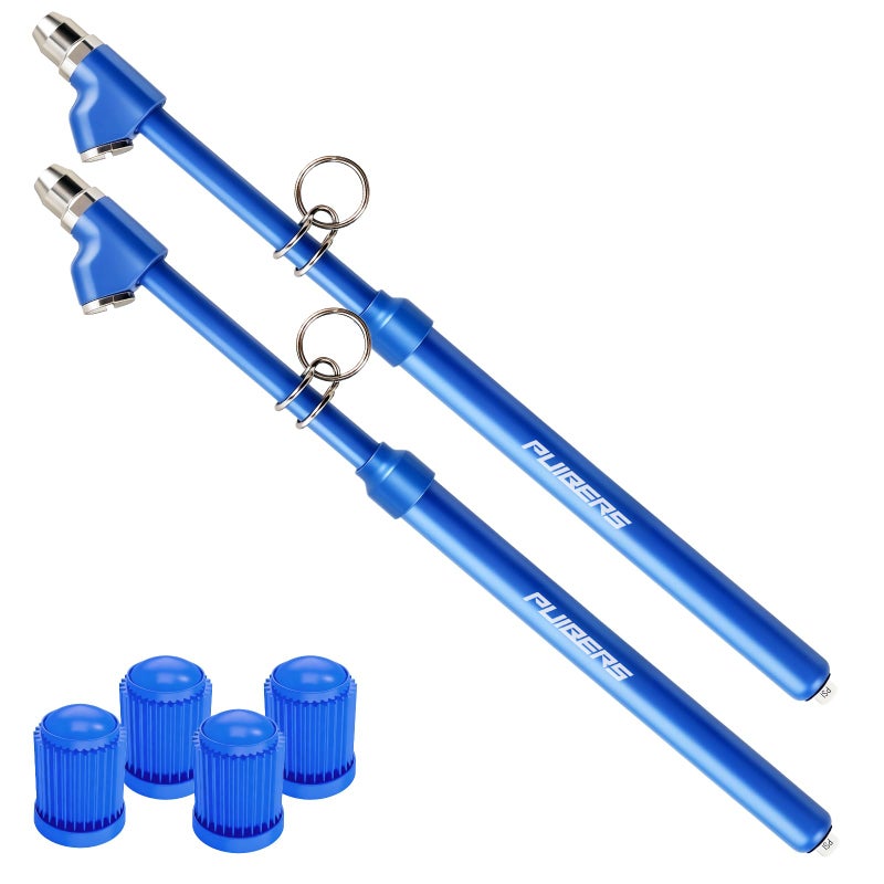 PUIBERS 2-Pack Truck Tire Gauges for Tires Pressure, Dual-Head Tire Pressure Gauge, 150 PSI/10 BAR Range, with 4 Tires Pressure Caps for Semi Trucks, RVs, Cars, and Motorcycles - Image 1