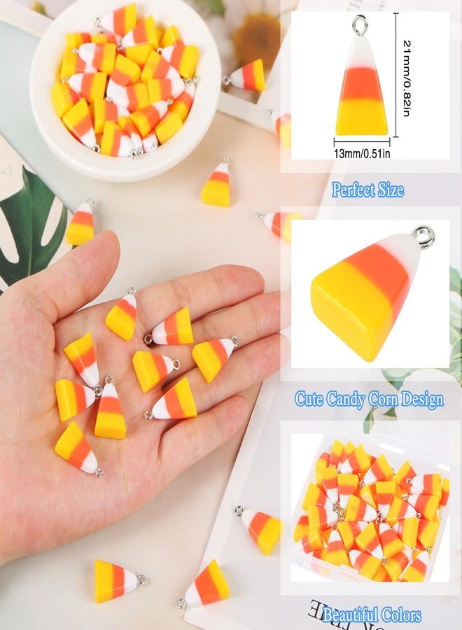 CCOZN 30 Pcs Fake Candy Corn Charms for Jewelry Making, Cute Candy Charms Halloween Thanksgiving Fall Autumn Pendant Resin Fake Corn Beads for Women Girls DIY Crafting (30) - Image 2
