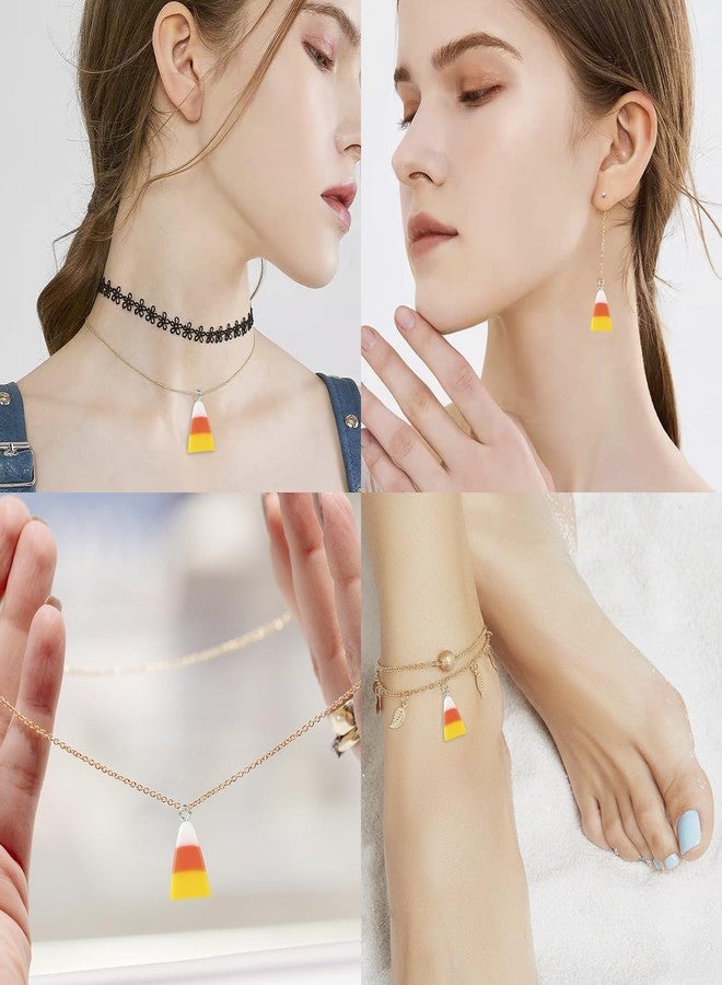 CCOZN 30 Pcs Fake Candy Corn Charms for Jewelry Making, Cute Candy Charms Halloween Thanksgiving Fall Autumn Pendant Resin Fake Corn Beads for Women Girls DIY Crafting (30) - Image 4