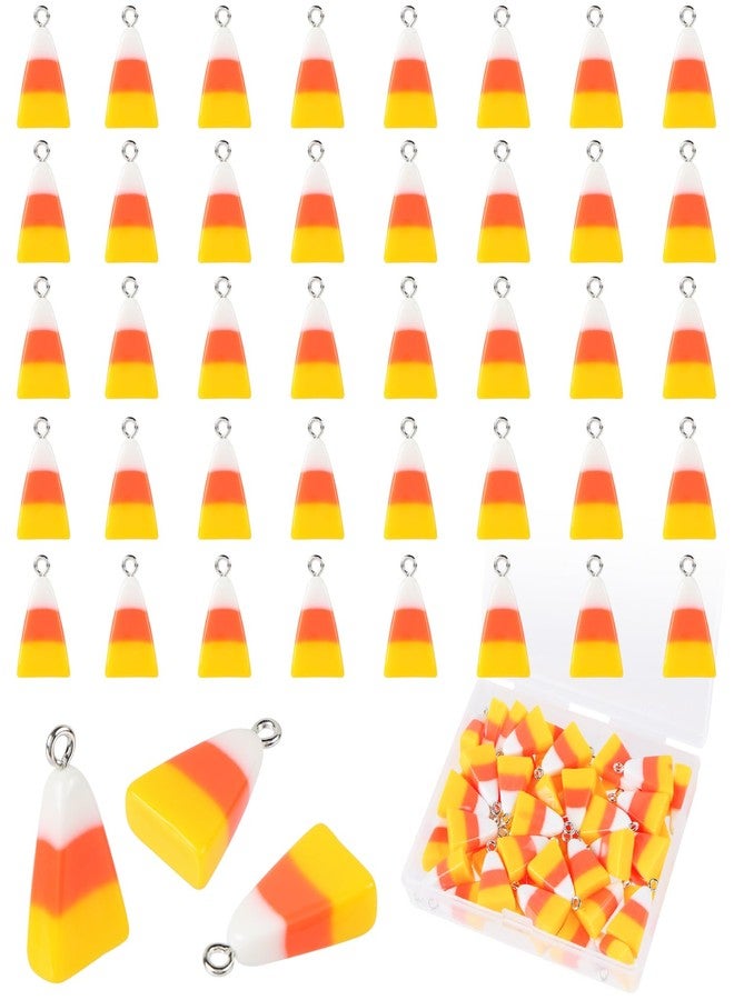 CCOZN 30 Pcs Fake Candy Corn Charms for Jewelry Making, Cute Candy Charms Halloween Thanksgiving Fall Autumn Pendant Resin Fake Corn Beads for Women Girls DIY Crafting (30) - Image 1