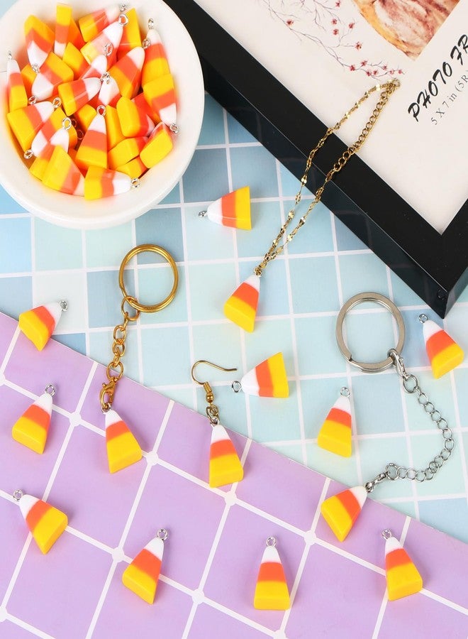 CCOZN 30 Pcs Fake Candy Corn Charms for Jewelry Making, Cute Candy Charms Halloween Thanksgiving Fall Autumn Pendant Resin Fake Corn Beads for Women Girls DIY Crafting (30) - Image 3