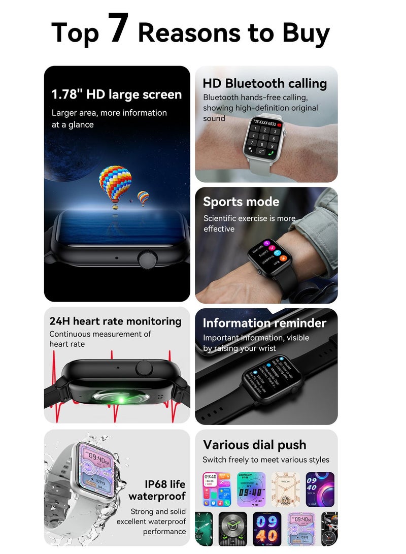 Smart Watch HK27 Amoled 1.78" HD Screen BT Call NFC AI Voice Assistant Health Monitoring Fitness Tracker Men Women Smartwatch - Image 2