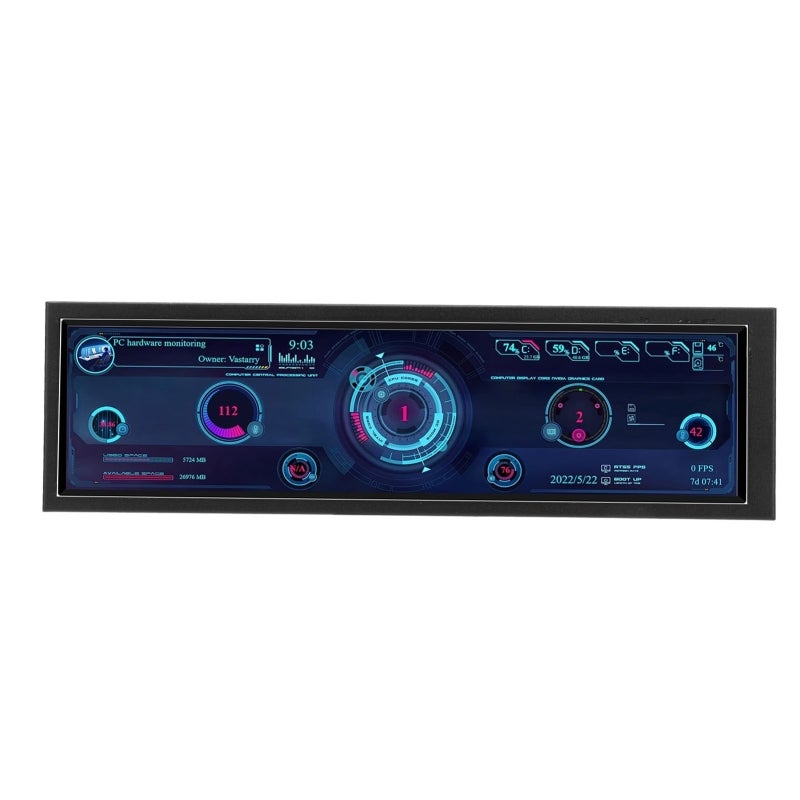 Geekteches 1920X480 Resolution 8.8in Computer Temp Monitor - Adjustable Brightness PC Sensor Panel Display for Raspberry Pi Linux Windows - Image 2