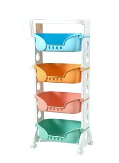 High Quality Household Wheeled Storage Rack Removable Baby Toys Organizer Bookshelf Large Capacity Kindergarten Sorting Rack (4 Layer)