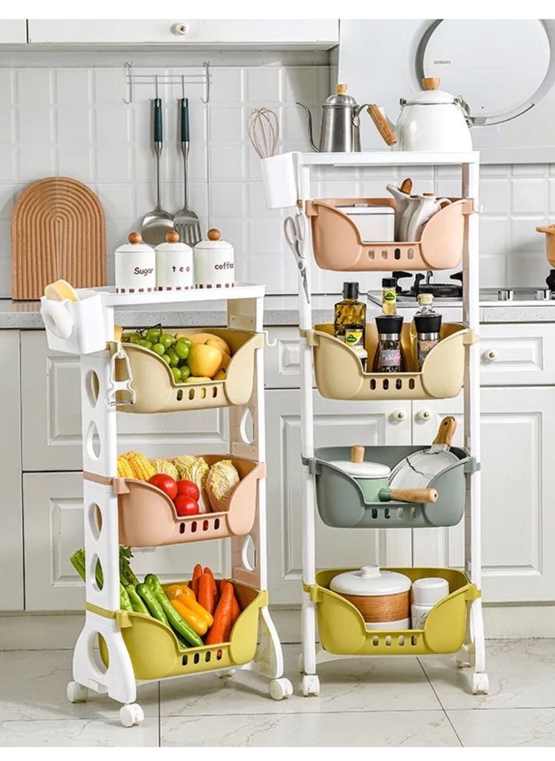 HEXAR - High Quality Household Wheeled Storage Rack Removable Baby Toys Organizer Bookshelf Large Capacity Kindergarten Sorting Rack (4 Layer) - Image 1