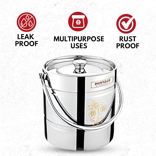 Mintage Milk Barni 5 Liters Stainless Steel Container | Storage Barni | Dolu Jar Ghee Dolchi | Strong Safe Durable Multipurpose Kitchenware Daily Use Platinum Laser Design - Image 4