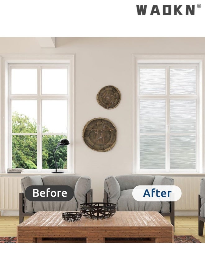WAOKN Window Privacy Film Frosted Glass Film Removable Vinyl Door Coverings UV Blocking Decorative Static Cling Non-Adhesive Window Clings Sticker for Home Decor ,bath room and bedding room ,easy to install ,30*200CM ,clear . - Image 5