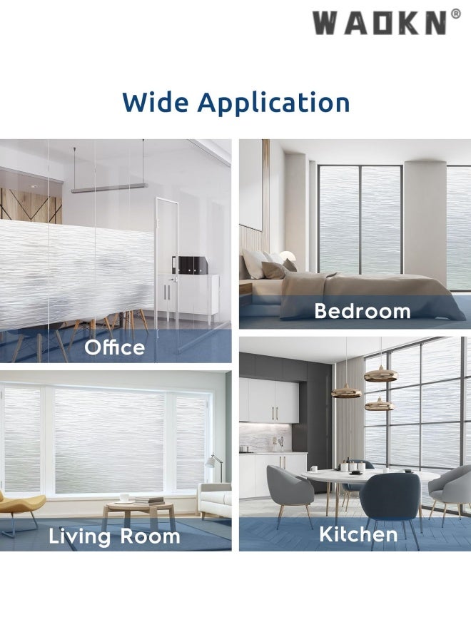WAOKN Window Privacy Film Frosted Glass Film Removable Vinyl Door Coverings UV Blocking Decorative Static Cling Non-Adhesive Window Clings Sticker for Home Decor ,bath room and bedding room ,easy to install ,30*200CM ,clear . - Image 4