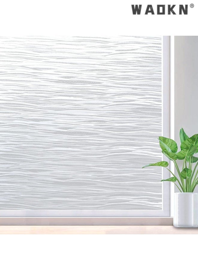 WAOKN Window Privacy Film Frosted Glass Film Removable Vinyl Door Coverings UV Blocking Decorative Static Cling Non-Adhesive Window Clings Sticker for Home Decor ,bath room and bedding room ,easy to install ,30*200CM ,clear . - Image 1