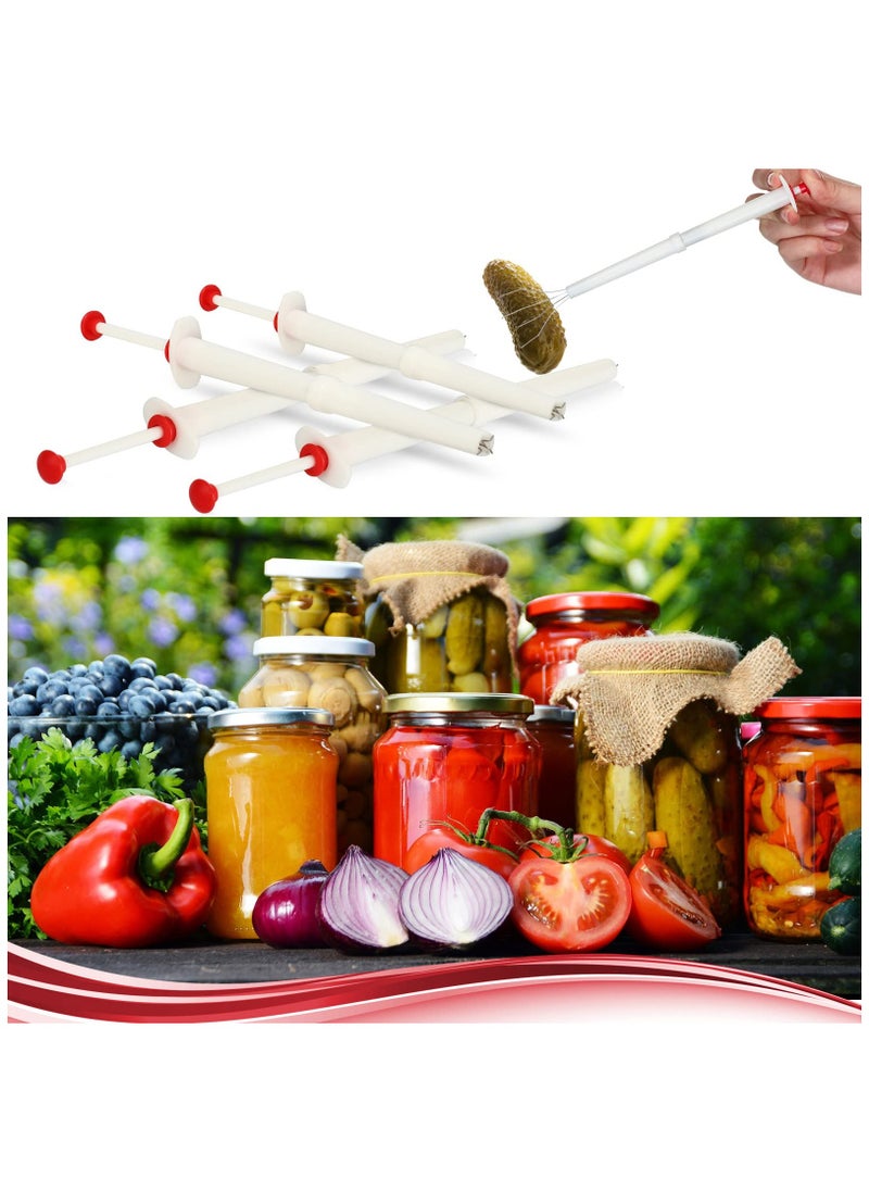 SYOSI - Pickle Picker Set of 4, Stainless Steel and Plastic Pickle Pincher Olive Pepper, 8 Inch Deluxe Pickle Grabber Tool, Pickle Jar Fork for Kitchen Food Olive Pepper Cucumber Pickle, White - Image 1