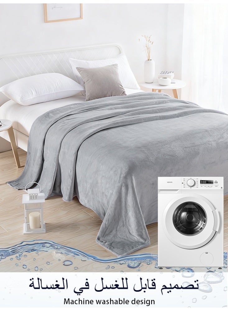 نامالو بطانية صوف فائقة النعومة، 280 جرام لكل متر مربع، مناسبة لجميع المواسم، مناسبة للسرير والأريكة، باللون الرمادي - Image 4