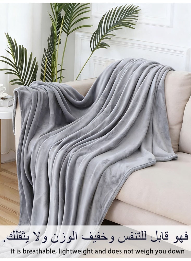 Namalu Blanket 280 GSM Fleece Extra Soft All Season Blanket Bed And Sofa Throw Grey - Image 3