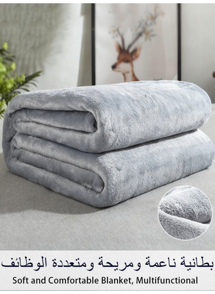 Namalu Blanket 280 GSM Fleece Extra Soft All Season Blanket Bed And Sofa Throw Grey - Image 1