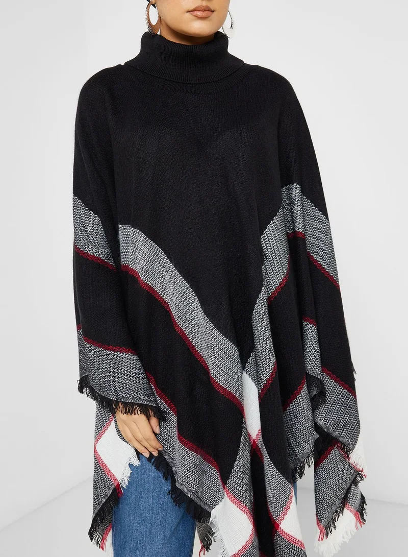 Khizana Check Pattern High Neck Sweater