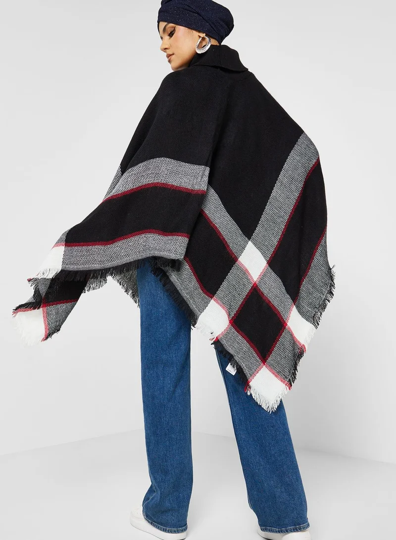 Khizana Check Pattern High Neck Sweater