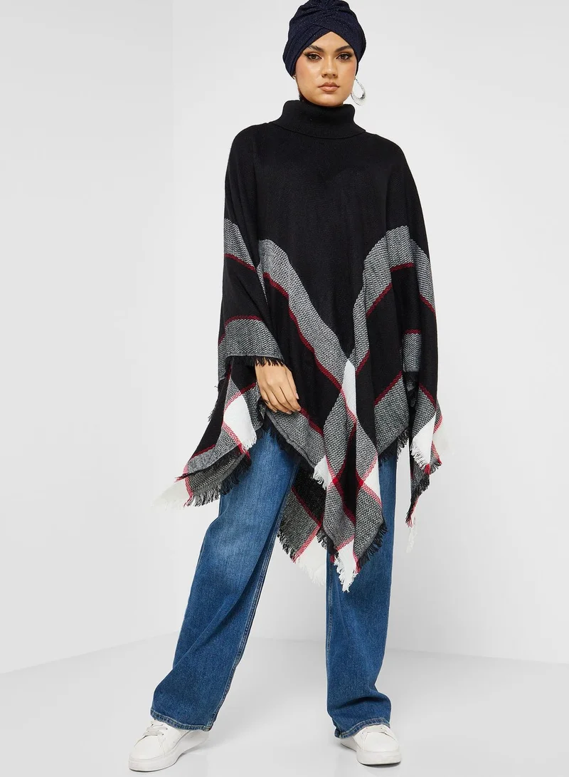 Khizana Check Pattern High Neck Sweater