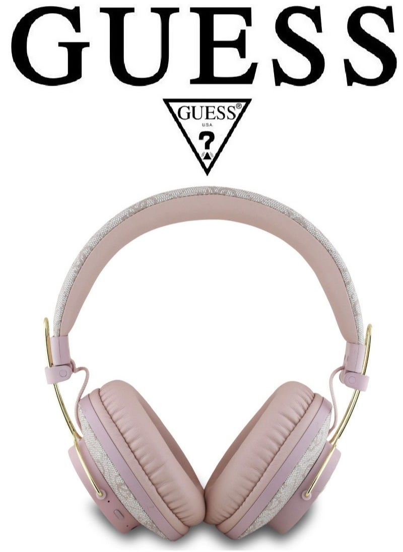 CG MOBILE GUESS wireless headphones, Original and Certified French Design, wireless headset with Up to 30H of Playtime, Wireless Bluetooth Headphones with ENC, wireless headphones bluetooth 5.3, headphone bluetooth with Voice Assistant Support, headset wireless with 2H Fast Charging with Type-C Port, IPX4 Waterproof Bluetooth over ear headphones, headset wireless bluetooth with Strong and Clear Sound, Bluetooth headsets with Built-in Microphone for Clear and High-Definition Calls. Pink  - Image 2