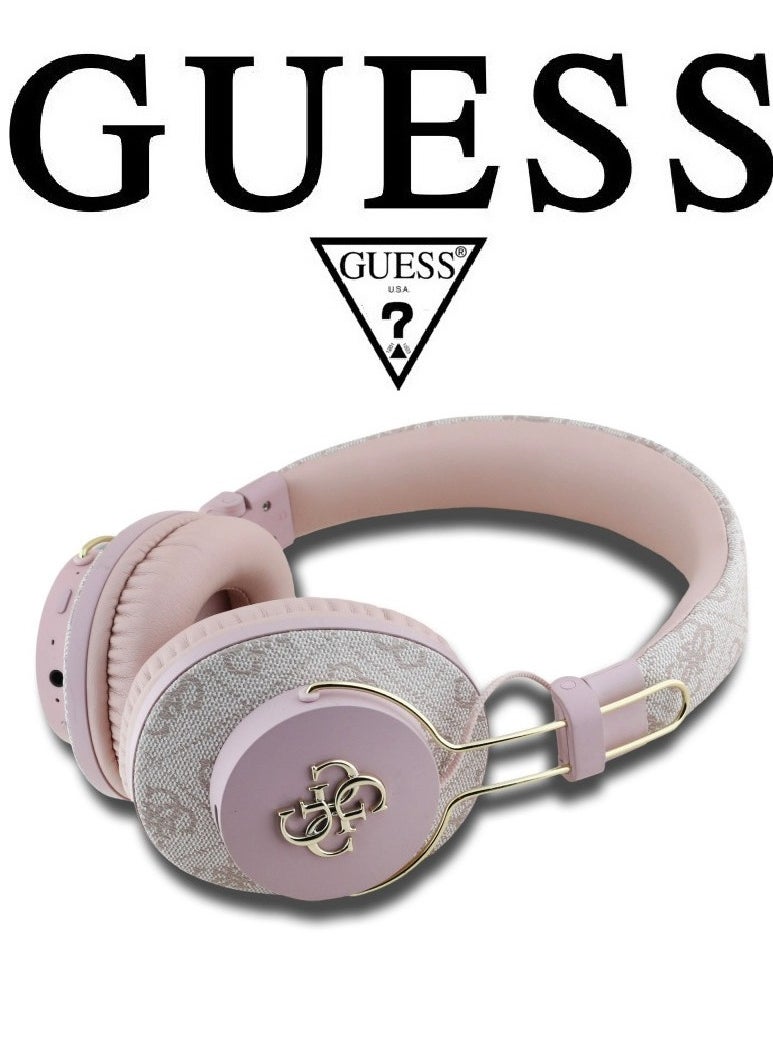 CG MOBILE GUESS wireless headphones, Original and Certified French Design, wireless headset with Up to 30H of Playtime, Wireless Bluetooth Headphones with ENC, wireless headphones bluetooth 5.3, headphone bluetooth with Voice Assistant Support, headset wireless with 2H Fast Charging with Type-C Port, IPX4 Waterproof Bluetooth over ear headphones, headset wireless bluetooth with Strong and Clear Sound, Bluetooth headsets with Built-in Microphone for Clear and High-Definition Calls. Pink  - Image 3