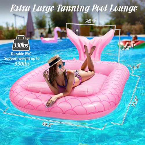 HeySplash Inflatable Tanning Pool Lounger Float, 72.8 * 49.2" Inflatable Ride-ons Pool Rafts Swimming Pool Float, Summer Beach Party Swimming Floaty Bed Floatie Pool Toys - Image 5