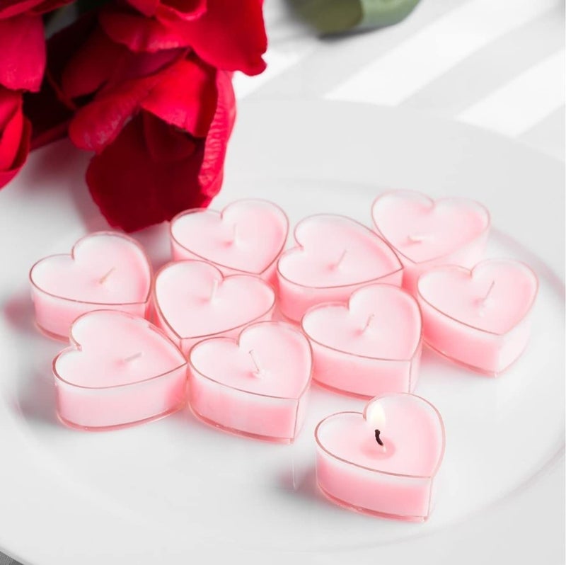 AURA DECOR AuraDecor Heart Shape Fragrance Tealight Candles Burning Time 4 To 5 Hours, Polycarbonate (30, Pink Rose) - Image 1