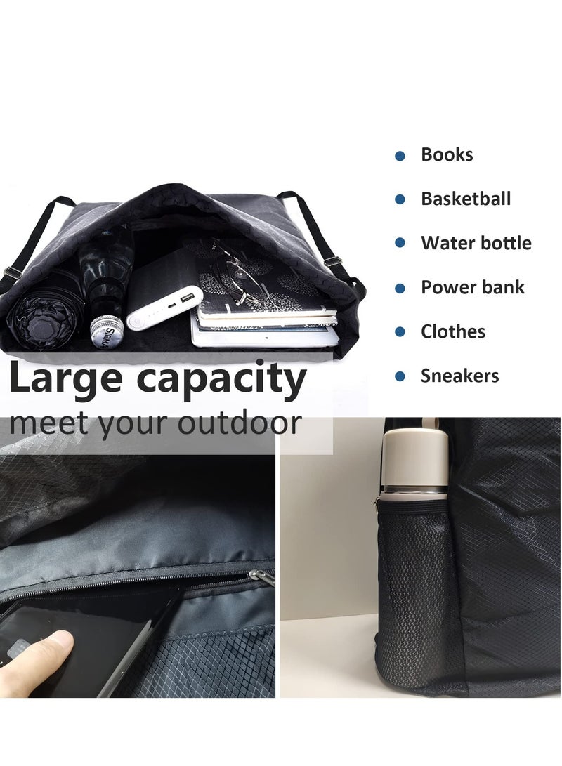 بيوينتي Waterproof Drawstring Sports Gym Bag, Oxford Fabric Backpack for Men and Women - Ideal for School, Beach, Holidays, Swimming, and Travel (40x48cm) - Image 4