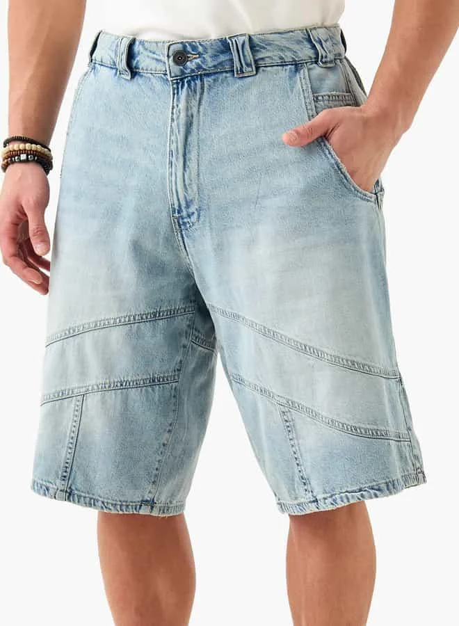 Lee Cooper Lee Cooper Denim Shorts with Button Closure and Pockets