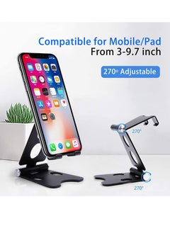 TYCOM Desktop Cell Phone Stand, Double Adjustable Mobile Phone Tablet Holder, Aluminum Portable Desk Stand for iPhone 11, iPhone X, iPhone 8 7, Samsung, Galaxy S9 S8, iPad (Black)  - Image 3