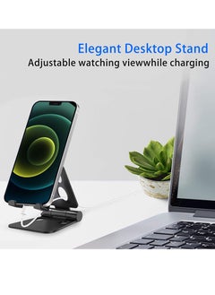 TYCOM Desktop Cell Phone Stand, Double Adjustable Mobile Phone Tablet Holder, Aluminum Portable Desk Stand for iPhone 11, iPhone X, iPhone 8 7, Samsung, Galaxy S9 S8, iPad (Black)  - Image 4