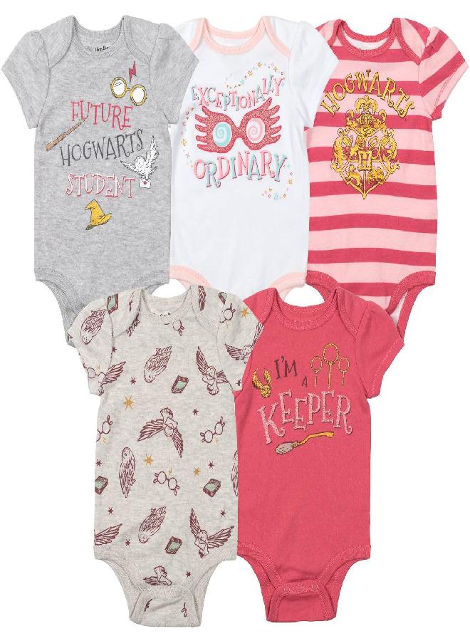 Harry Potter Harry Potter Hogwarts Baby Girls 5 Pack Short Sleeve Bodysuit 18 Months  - Image 1