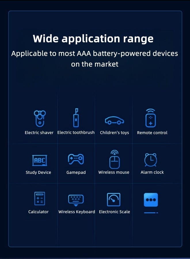 DLP Rechargeable Battery Set with 4 AAA Batteries (1100mAh) - Image 4