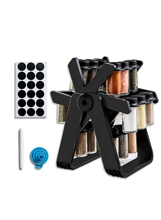 VOGMAX 360 Rotating Spice Rack with 18PCS Jars, Kitchen Spice Organizer, Seasoning Rack Tower for Kitchen Countertop, Space Saving Storage for Home Daily Use - Image 3