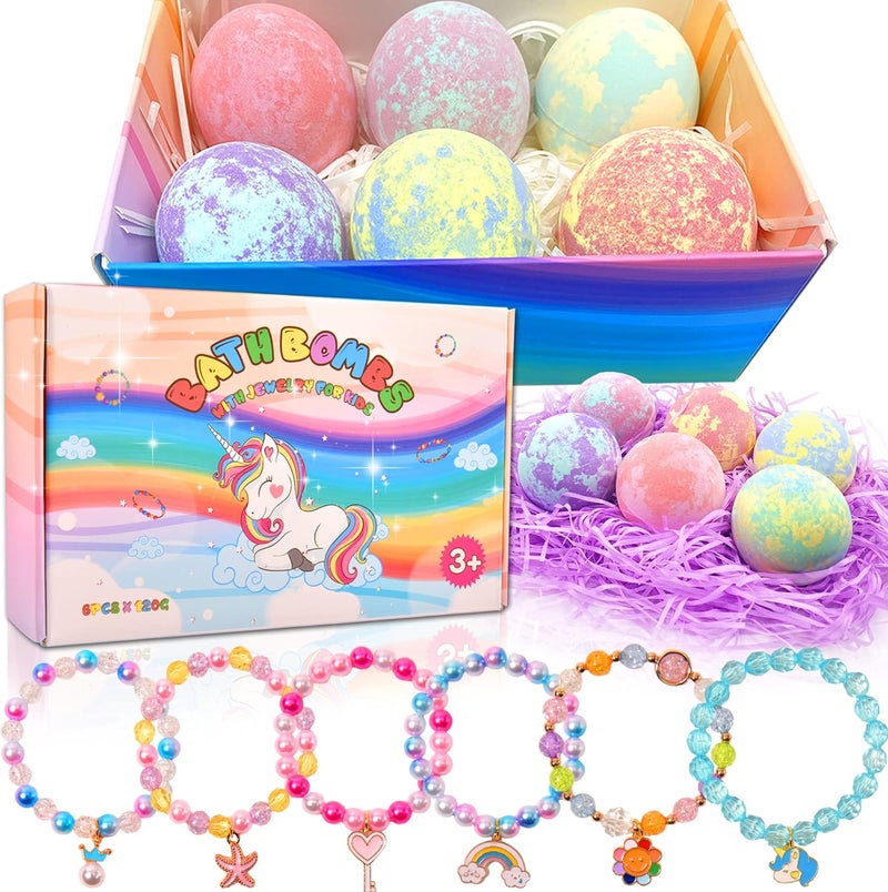 MADO Unicorn Bath Bombs with Surprise Inside for Kids Girls Kids Bath Bombs Girl Birthday Gifts for Kids Surprise Gifts for Girls Bath Bombs Unicorns Gifts for Girls with Jewelry Toys Inside 