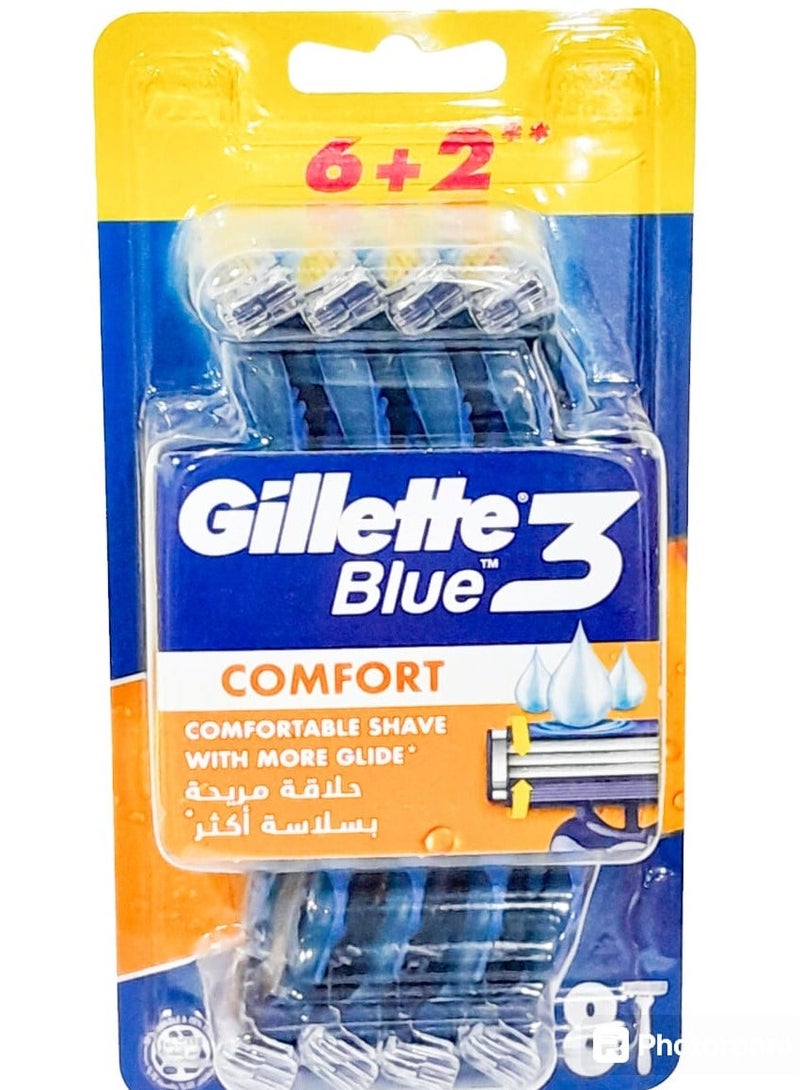 جيليت بلو ثري شفرات حلاقة مع جل مريح للرجال - 8 قطع - Image 2