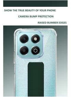 Generic For Honor X6b - Transparent Shock Proof Silicone- Magnetic Case With Hand Grip Holder & Kickstand -Clear/Green  - Image 4