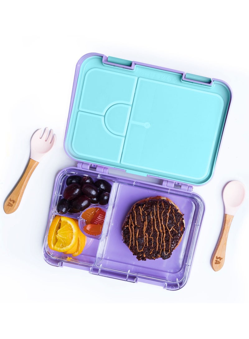 Snack Attack Gamer Girl Bento Lunch Box for Kids – Leakproof 6-Compartment Convertible Tray, BPA-Free, Food-Grade Material – Includes Cute Animal Food Picks – Purple & Aqua – Ideal for School & Travel - Image 2